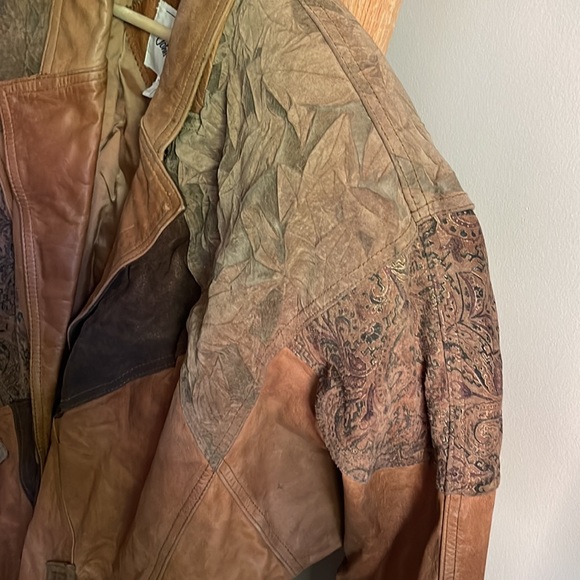 SUPER RARE Vintage 1990s Leather Western Tribal Jacket - Picture 6 of 7